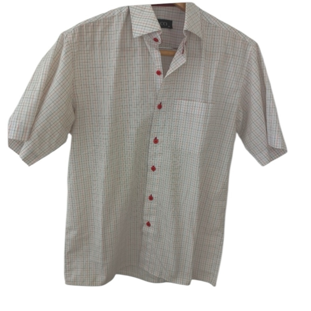 Men's Classic Classic Checkered Short Sleeve Shirt Size M